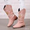 En stock comercio exterior Botas retro para mujer 2023 otoño e invierno Nuevas europeas y americanas Comercio exterior tacón grueso talla grande botas bordadas