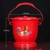 Escupidera roja de boda con tapa, diseño de dragón y fénix en esmalte, cubo de bendición matrimonial, dote de la novia, cubo para orina de uso doméstico
