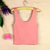 Chaleco Crop Top para Mujer, Otoño, Forma de U, Cintura Alta, Deportivo, Ajustado, Camiseta Interior de Algodón, Venta al por Mayor de Fábrica