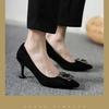 Nuevos Talla Pequeña 34 Talla Grande 40 Zapatos de Salón 2023 Puntiagudos Profesionales Tacón de Aguja Zapatos de Trabajo Negros Tacones Altos para Mujer
