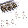 Llavero Metálico Transfronterizo con Cadena Set con Anilla Dividida Clavo Ojo de Oveja Colgante para Llavero Accesorios DIY Joyería