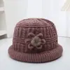 Chapéu de lã para mulheres de meia-idade e idosas, chapéu de aba grande para mães, forro de lã, quente, espesso, com língua de pato, chapéu de avó de malha