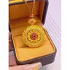 Colgante de Brújula de Girasol con Diamantes y Rosa Giratoria Chapado en Oro Antiguo Colgante Medallón de Girasol Hueco con Filigrana Estilo Chino Nuevo