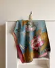 Otoño e Invierno 2024 Cálido Pintura al Óleo Planta Flor Amapola Rosa Loto Estampado Chal Regalo de Alta Gama Bufanda Engrosada