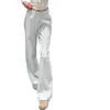 Pantalones de chándal Lulu Blancos y Grises con Cordón para Mujer, Novedad Otoño 2026 Casual Otoño/Invierno Adelgazantes Rectos de Pierna Ancha