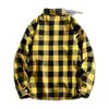 Camisa xadrez masculina, estilo primavera e outono, tamanho grande, nova camisa de manga comprida da moda estilo americano, blusa masculina, jaqueta de algodão