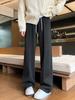 Pantalones de Lana de Espiga de Pierna Ancha para Mujer 2026 Nuevo Primavera y Otoño Delgados Casuales Petite Lana Pantalones Rectos Estrechos