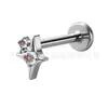 Pendientes de Estrella de Titanio Jiangtai F136 Circonita Cruz Estrella Labret Aleación de Titanio G23 Joyería para Piercings Corporal Pendientes de Hélice Auricular
