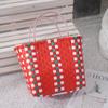Bolsa de Cesta de Verduras de Plástico Bolso de Compras Tejido a Mano Cuadrado de Moda con Asa para la Playa Cesta Tejida Bolsa de PVC Venta al por Mayor