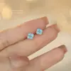 Pendientes de Plata S925 con Turquesa Azul y Trébol de Cuatro Hojas de la Suerte, Aguja de Plata, Modernos y Elegantes, Lujo Ligero, Pendientes Simples y de Gama Alta al por Mayor