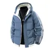 Nova jaqueta de algodão de inverno para homens, jaqueta casual solta da moda com capuz, estilo duas peças falsas, versátil, à prova de vento, quente