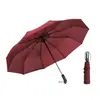 Guarda-chuva Automático Dobrável Personalizado de Dez Ossos Guarda-chuva Automático Masculino Uso Duplo Duplo Duas Pessoas Aumento Três Dobras Cor Sólida Guarda-chuva Publicitário