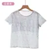 Chaleco de algodón puro de cuello redondo para mediana edad y ancianos, top de verano fino de manga corta, chaleco estampado de manga corta holgado de talla grande