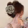 Pinza para el Cabello Pequeña de Flor Rosa para Mujer, Pasador de Gama Alta y Dulce, Elegante Pinza Lateral para el Cabello, Accesorio Estilo Vacaciones en la Costa