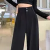 Traje de Mujer Pantalones de Pierna Ancha para Primavera, Otoño e Invierno 2026 Nuevo Estilo Ajustado de Cintura Alta Elegante con Caída Pantalones Rectos Negros
