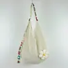 Bolso de Punto Calado de Nicho para Primavera y Verano para Mujer con Diseño Floral Tridimensional, Aspecto de Alta Gama, Gran Capacidad, Bolso de Hombro para Playa