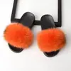 Sapatos de Pelo de Raposa Real Europeus e Americanos para Comércio Exterior Femininos Verão Pelo de Pele Chinelos Sandálias Baixas Pelo de Guaxinim