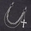 Ornamentos Transfronteiriços Europeus e Americanos Brincalhão Hip Hop Laço Círculo Geométrico de Metal Corrente Multicamadas Versátil Corrente para Calça Feminina