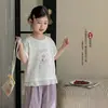 Camiseta de Encaje de Manga Corta para Niña Tongsen Tongma Verano 2026 Nuevo Estilo para Bebé Verano Súper Bonita Prenda Moda Infantil