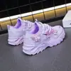 Sapatos femininos de malha respirável sola macia primavera e outono novos casuais princesa infantis versáteis tênis esportivos da moda tênis do papai