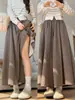 Pantalones falda de fideos de arroz integral Melabrown para mujer, falda A de otoño petite, pantalones anchos casuales holgados