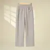 Calça Reta para Mulheres de Meia-Idade e Idosas, Calça Longa Drapê com Cintura Elástica para Primavera e Verão, Calça Casual Elegante de Cintura Alta Estilo Mãe, Afina a Silhueta