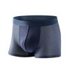 Cueca Boxer Masculina de Seda de Gelo, Boxer Respirável de Verão com Design U Convexo Tamanho Grande, Roupa Íntima com Forro de Algodão Modal