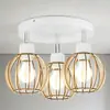 Luminária de Teto Semi-Embutida de Três Lâmpadas em Madeira Estilo Nórdico, Iluminação Simples Moderna para Corredor e Hall, Iluminação de Madeira Estilo Industrial para Quarto e Sala de Jantar