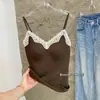 Lindo Colete Quente de Outono e Inverno com Renda nas Costas, Decote V, Alças de Fio, Bojo e Efeito Push-Up - Top Base 6109