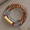 Pulseira de contas de oração budista de madeira crua natural, vendida a quente, sândalo dourado, sândalo Barbie, pulseira colecionável para homens e mulheres, fornecimento para live-stream