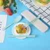 Juego de Tres Piezas de Vajilla de Paja de Trigo Plástico Cuchara, Tenedor y Palillos Creativos Juego de Vajilla con Tapa Vajilla Portátil Venta al por Mayor
