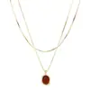 Collar apilado con colgante de ámbar color vino tinto para mujer, cadena de sudor de lujo ligero de alta gama, nicho, accesorios elegantes