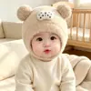 Gorro de tricô fofo, grosso, à prova de vento e que protege as orelhas, fofo e adequado para meninos e meninas, disponível em vários tamanhos para bebês de diferentes idades, com um pequeno design de tigre.