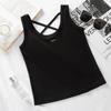 Colete Versátil Curto de Verão para Mulheres, Anti-Exposição, Cobertura Lateral do Peito, Sem Mangas, Slim Fit, Top Colete Canelado Estilo Coreano
