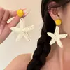 Pendientes Florales Grandes de Rafia Estilo Vacacional Junto al Mar Populares de Lujo Ligero Pendientes de Estrella de Mar Pendientes Elegantes de Nicho