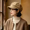 Gorra octogonal Melard de otoño e invierno para mujer, estilo newsboy, con logo metálico, boina vintage de pico de pato, gorra de pintor para adelgazar el rostro