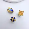 Chapéu de Flor Azul Queimado, Chapéu de Flor com Borla de Tulipa, Material de Gotejamento de Óleo Banhado a Ouro Cobre, Adorno de Cabeça para Traje Antigo de Noiva, Acessórios para Pendurar no Carro