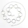 Accesorios de Moda Transfronterizos Europeos y Americanos, Elegante y Única Cadena para la Cintura con Empalme de Anillos Metálicos, Cinturón Sencillo y Versátil para Ceñir la Cintura