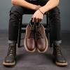 Botas Martin de invierno para hombre, estilo coreano, modernas, botas overol, forradas de lana cálida, botas de cuero tendón de res, botas desierto retro británicas