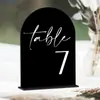 Número de Mesa de Casamento Acrílico Arco Dourado Espelhado Preto Fosco Branco Transparente 1-10 Placa Acrílica em Arco