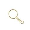 Chaveiro dourado, argola única com corrente, argola aberta, acessórios para chaveiro DIY, argola de chaveiro, corrente para pendurar