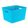 Cesta de almacenamiento de escritorio tipo ratán, cesta de almacenamiento hueca de plástico, cesta de almacenamiento de juguetes rectangular grande con tapa, caja de almacenamiento