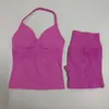 Tk Em Estoque Conjunto de Colete Esportivo Tricô Sem Costura Costas Bonitas Conjunto de Coletes Top Esportivo Shorts Fitness Levanta Bumbum Transfronteiriço