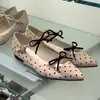 Zapatos Mary Jane de Lunares Franceses con Lazo para Mujer 2025 Verano Nuevo Estilo con Falda Punta Aguda Dulces Zapatos de Tacón