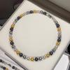 Colar de Pérolas Swarovski Colorido com Cor de Doce, Corrente para Suéter, Fecho de Barra de Ouro do Mar do Sul de Luxo Leve, Gargantilha de Pérolas Pretas Taitianas