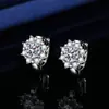 Brincos de moissanita simulada de transmissão ao vivo femininos amor ins prata esterlina S925 zircônia seis garras brincos de moissanita brincos