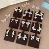 Colección de pendientes de mariposa azul hielo, frescos y etéreos, pendientes para chica delicada, de cristal transparente tipo hada, perla, nicho
