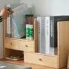Caja de almacenamiento de escritorio de madera maciza estilo cajón, simple y creativa, estantería organizadora multicapa, estilo abierto