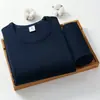 Conjunto de Ropa Interior Térmica de Algodón Puro para Hombre Otoño e Invierno, Estilo Delgado, Capa Base a Prueba de Frío y Cálida, Camiseta Interior y Pantalones de Algodón