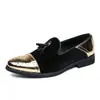 Zapatos Casuales de Moda Slip-On con Borlas de Cuero para Hombre Four Seasons, de Corte Bajo, Estilo Brogue, Color Bloqueado de Pana, Dropshipping